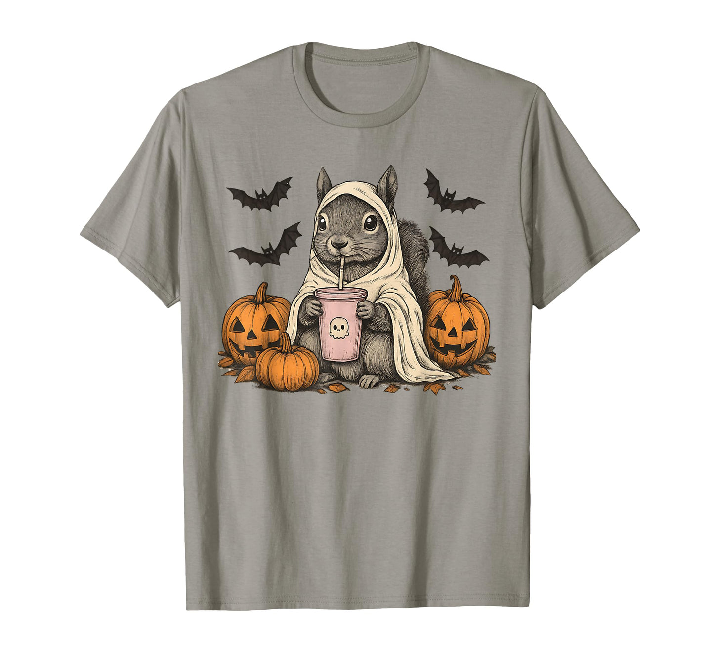 Fanny Halloween Squirrel Ghost Pumpkin T-Shirt