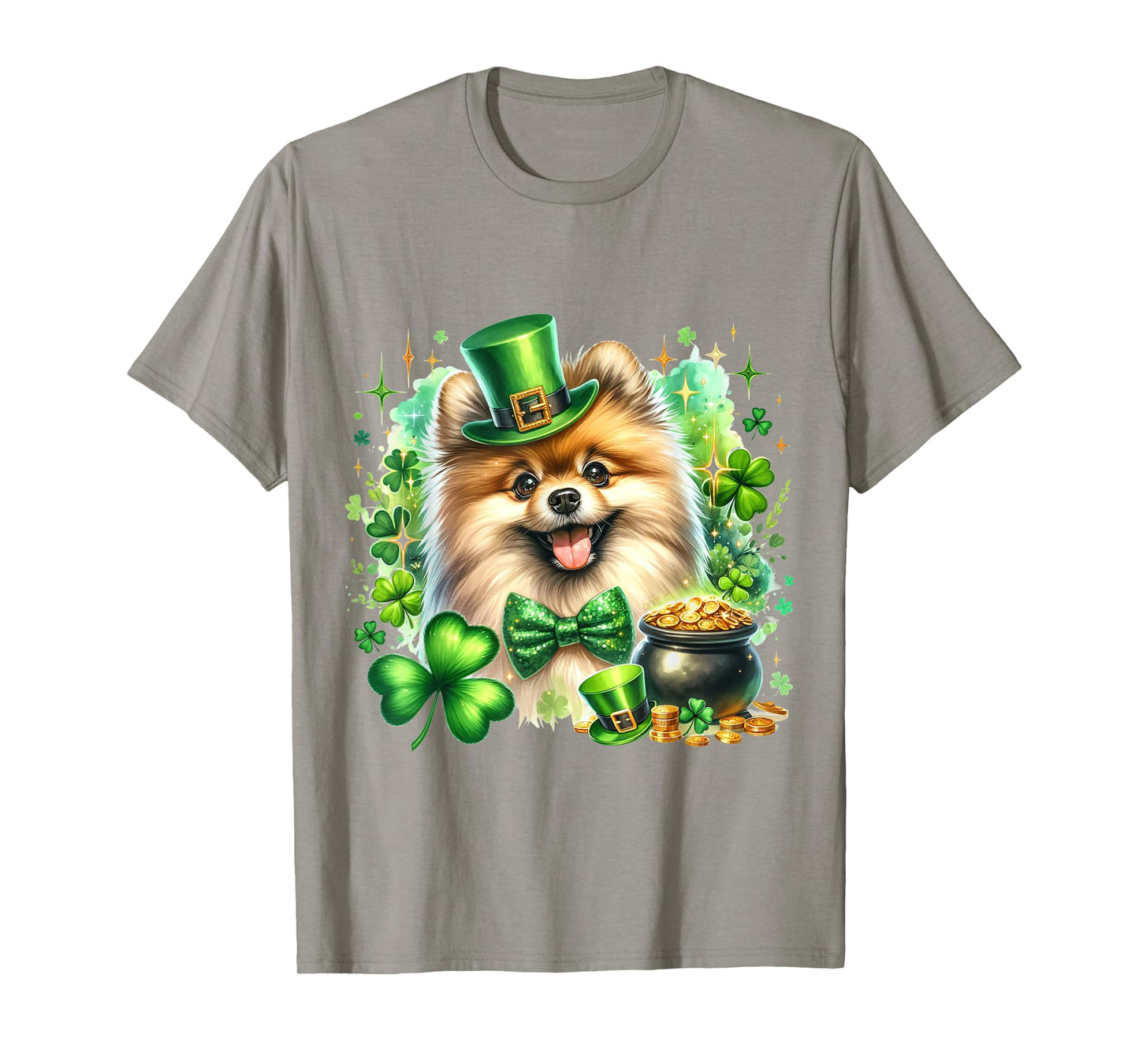 Pomeranian Dog Lover Shamrock St Patricks Day Lucky Clovers T-Shirt