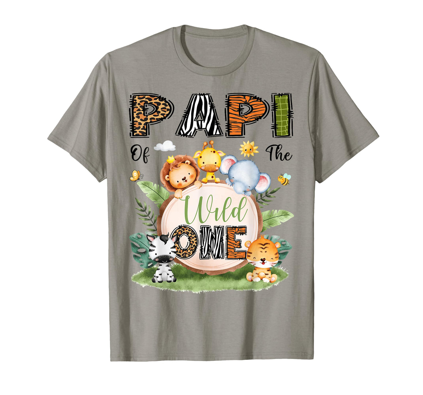 Papi Of The Wild One 1St Bday Boy Safari Woodland T-Shirt