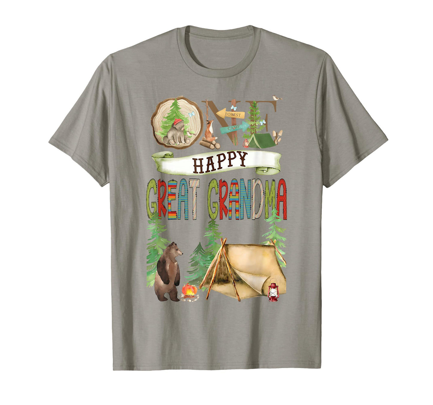 One Happy Great Grandma Camper First Birthday Camping Bear T-Shirt