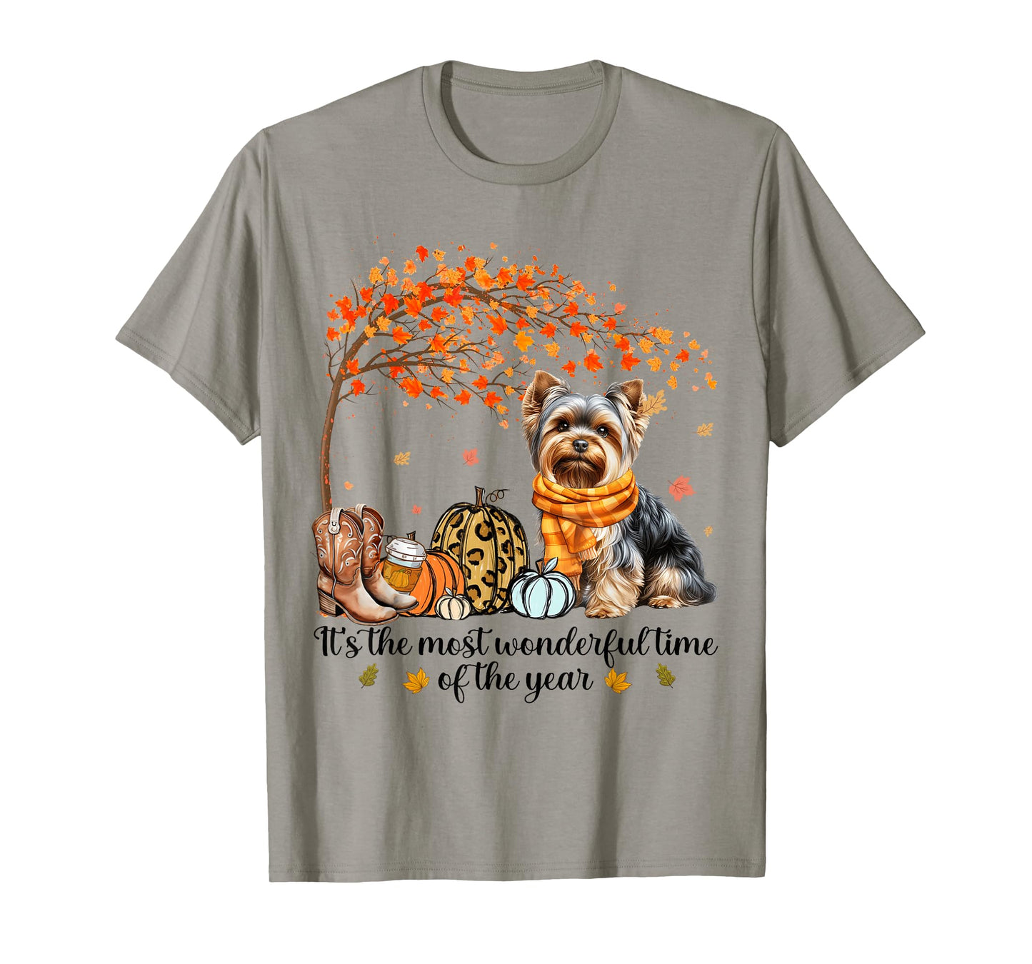 It’s The Most Wonderful Time Yorkie Pumpkins Autumn Fall T-Shirt