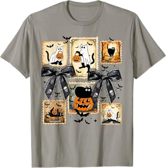Cute Black Cats in Ghost Costume Women and Men Halloween T-Shirt