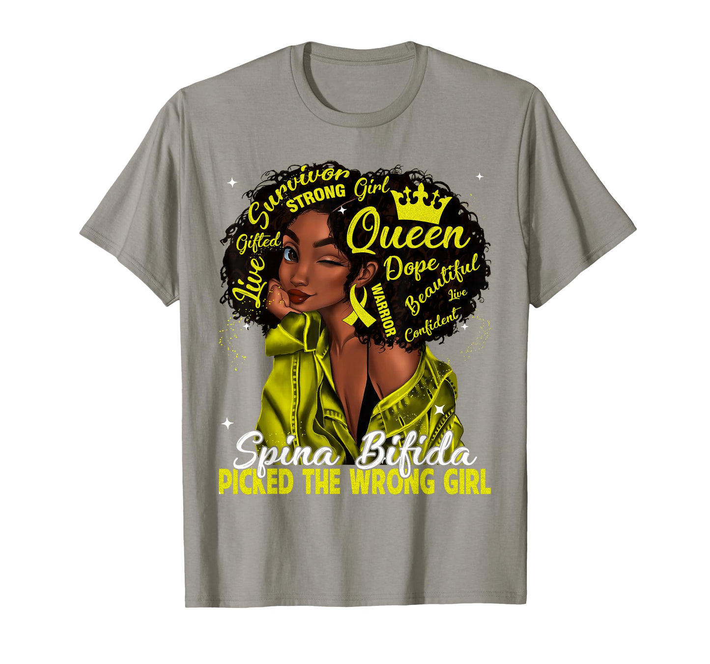 Spina Bifida Picked The Wrong Girl Black Queen Women Girls T-Shirt
