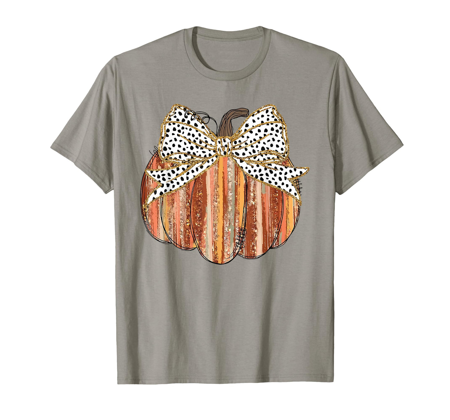 Coquette Bow Pumpkin Season Autumn Fall Leaves Thanksgiving T-Shirt