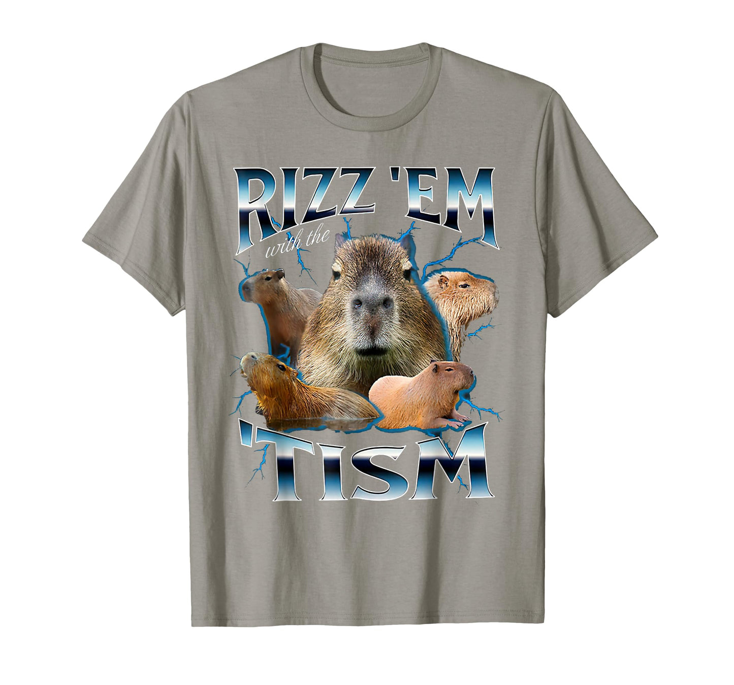 Rizz Em With The Tism Capybara Funny Oddly Dank Meme T-Shirt