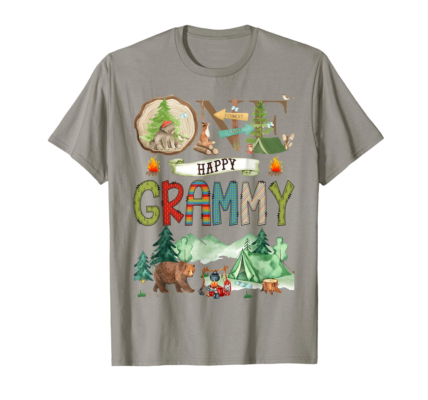 One Happy Grammy Camper 1St Birthday Camping Bear T-Shirt