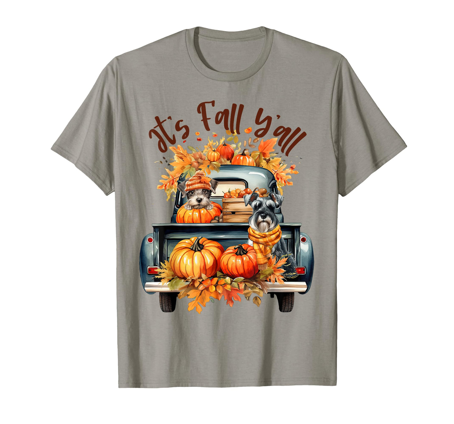 It’s Fall Y’all Miniature Schnauzer Pumpkins Truck Autumn T-Shirt