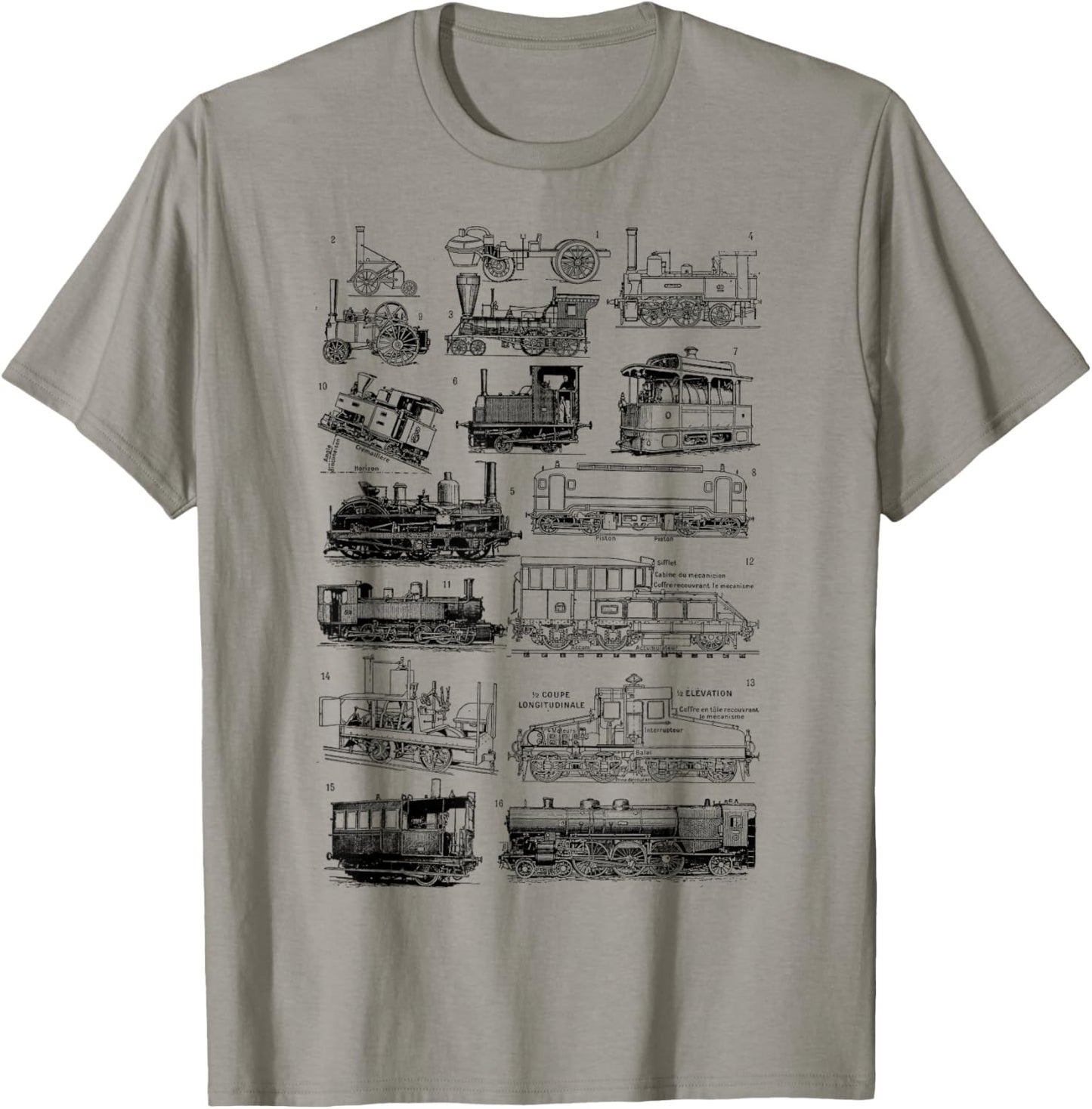 Steam Engine Train Steam Train Locomotive vintage chart T-Shirt