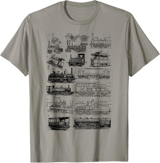 Steam Engine Train Steam Train Locomotive vintage chart T-Shirt