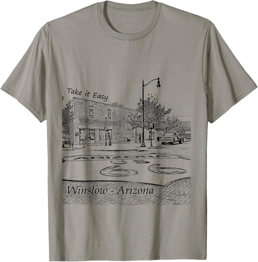 Winslow Arizona AZ US 66 take it easy est. 1926 mother road T-Shirt