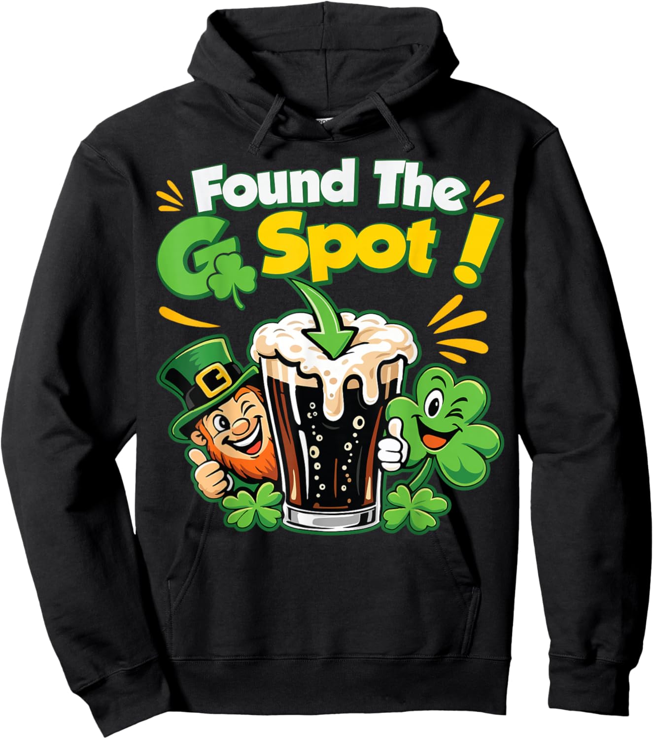 Found The G Spot Funny St. Patrick's Day Beer Adult Humor T-Shirt - Hoodie | Black