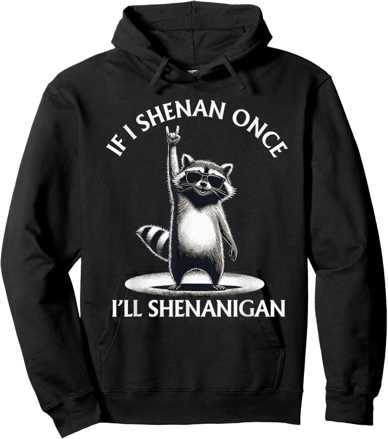 Raccoon If I Shenan Once I'll Shenanigan Funny Mens Womens T-Shirt - Hoodie | Black