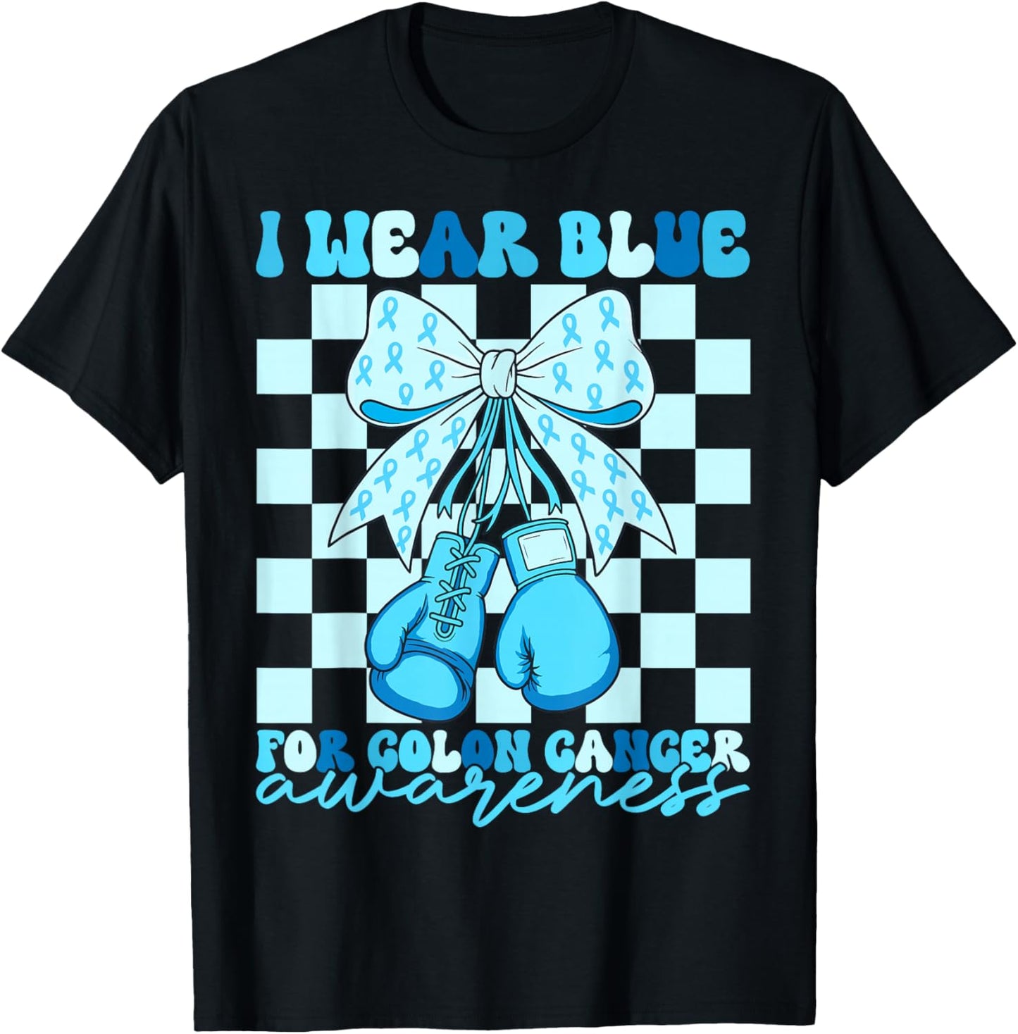 I Wear Blue for Colon Awareness Coquette Boxing Gloves Women T-Shirt - T-Shirt | Black