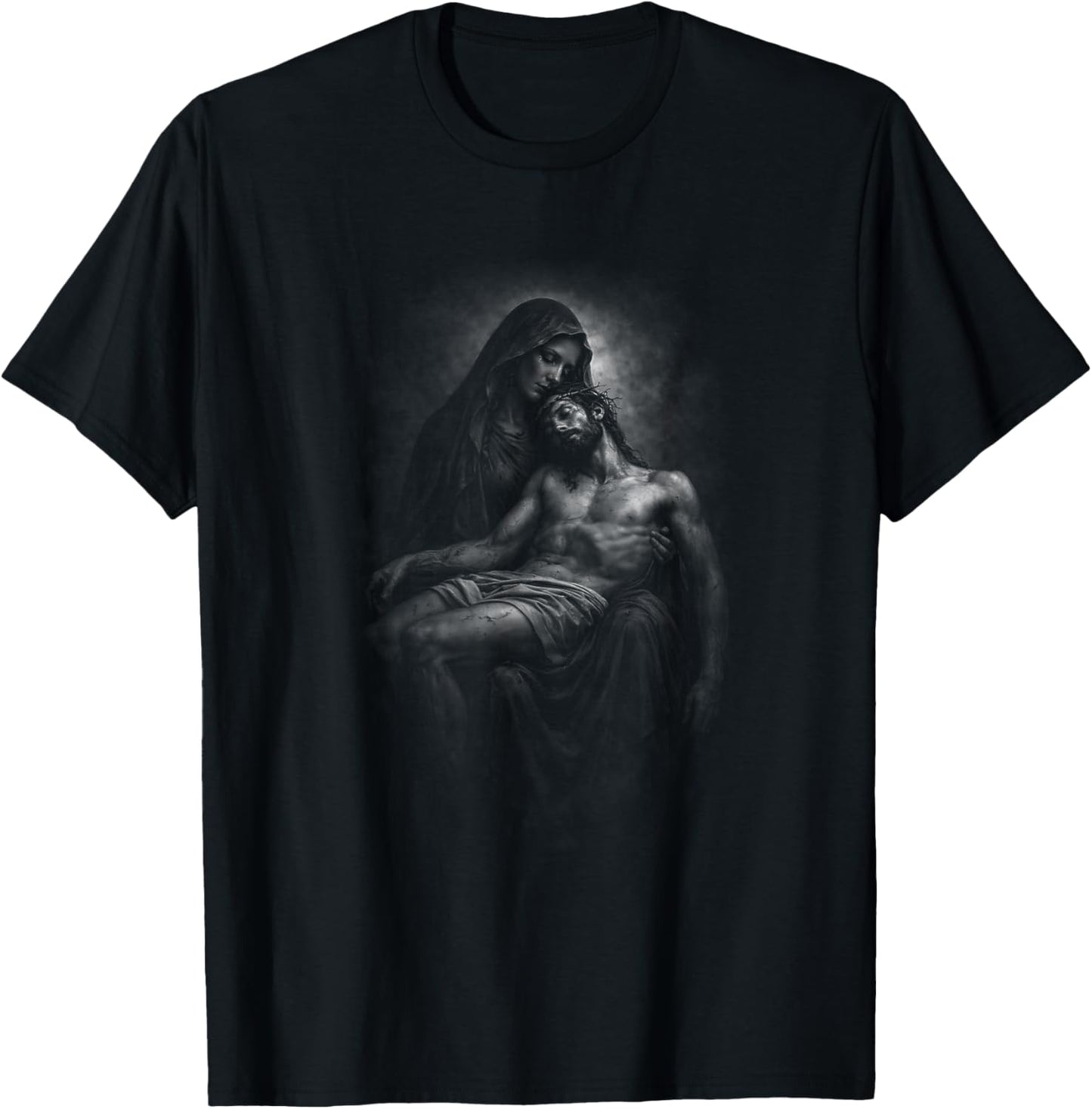 Pieta Mary Holding Jesus Christ Body T-Shirt - T-Shirt | Black