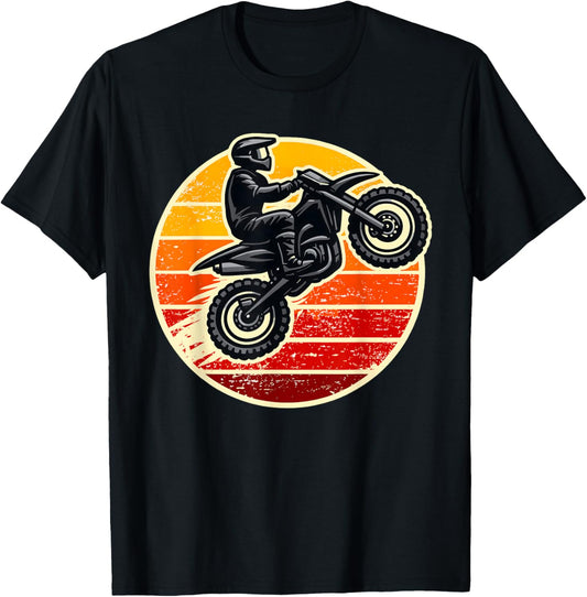 Dirt Bike Sunset Motocross Men Women Kids Girls Boys T-Shirt - T-Shirt | Black