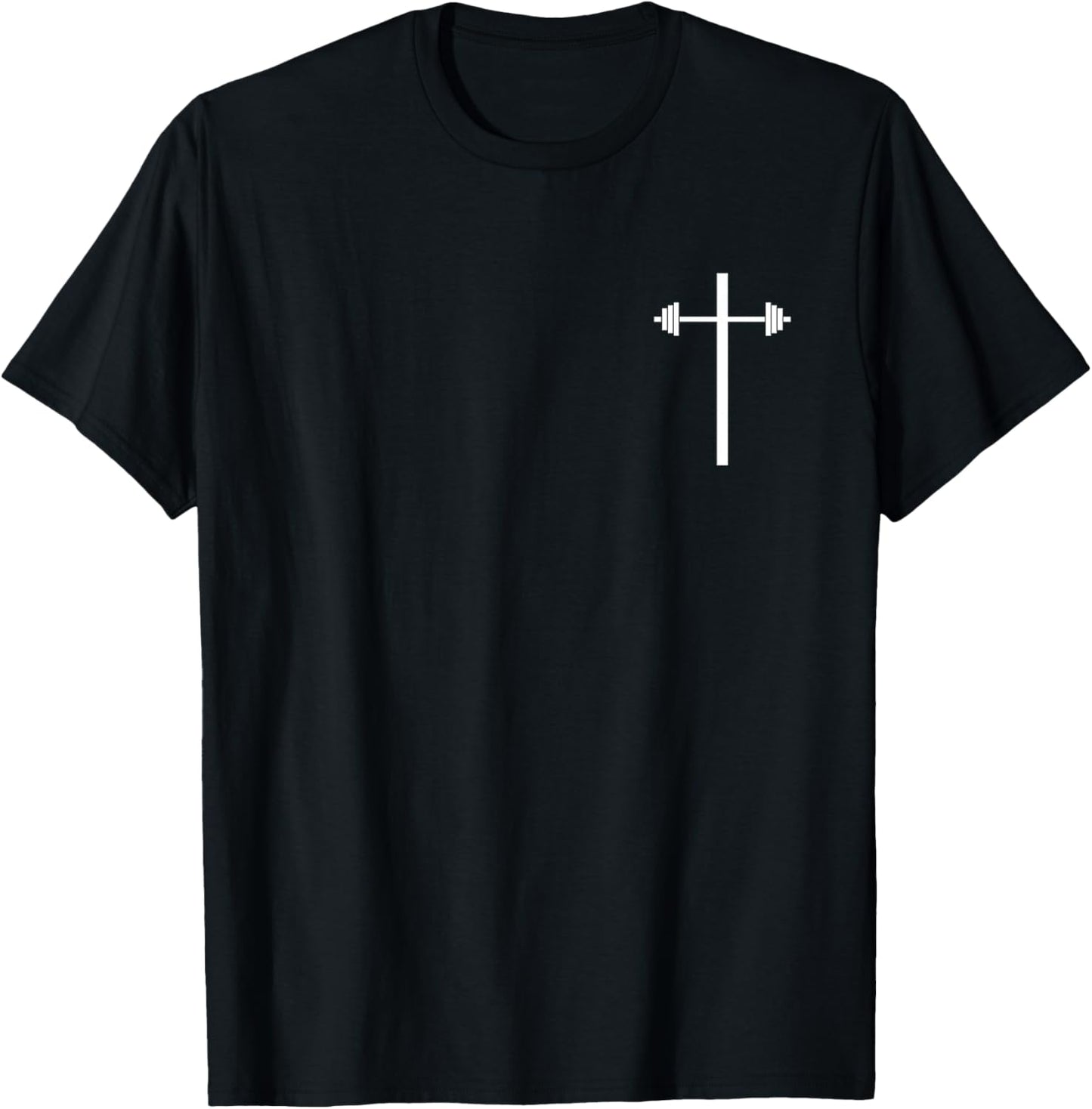 Dumbbell Barbell Cross Christian Gym Workout in Pocket T-Shirt