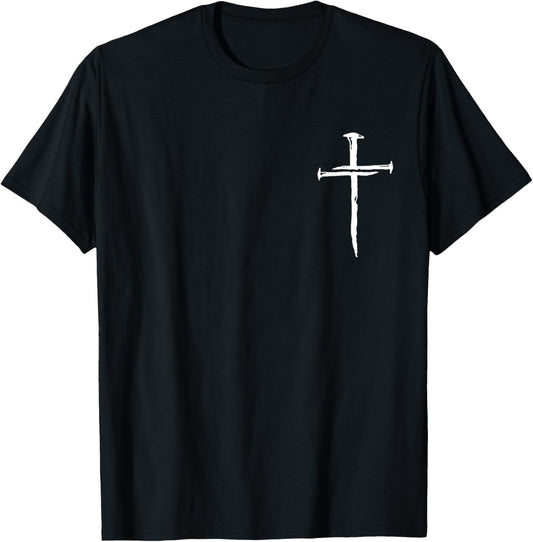 Modern Christian Faith Apparel Gifts Christian Minimalist Religious Jesus Christ Three Nails Cross T-Shirt