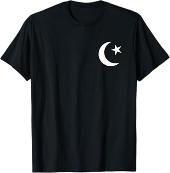 White Symbol of Islam Crescent Moon and Star Minimalist T-Shirt