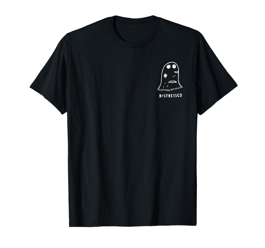 Ghost Pocket Distressed Halloween Costume Ghoul Spirit T-Shirt