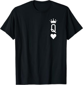 Queen of Heart Playing Card Vintage Crown Matching Women T-Shirt