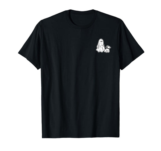 Ghost Holding Puppy Dog Halloween Costume Ghoul Dog Lover Men Women Kids T-Shirt