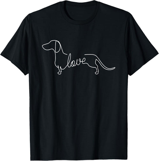 Dachshund Chiweenie Wiener Dog Love Sketch Art Dog T-Shirt