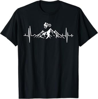 Cute Off-Road Biker Adventure Heart Pulse Designs Unisex Black Mountain Bike T-Shirt