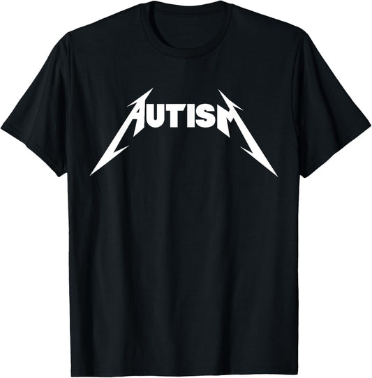 Funny Design Autism Skeleton Meme Metal Rock For Men Women T-Shirt