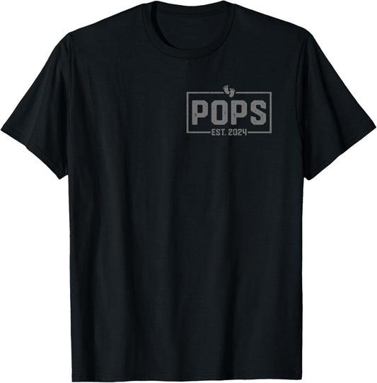 Pops Est. 2024 Pops 2024 Logo New Grandpa Fathers Day T-Shirt