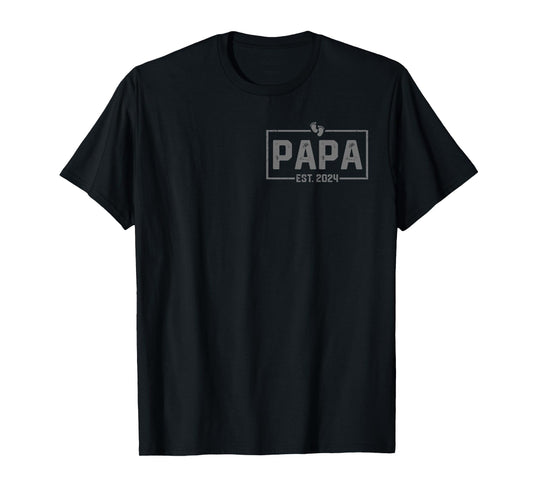 Papa Est. 2024 Papa 2024 Logo New Dad Fathers Day T-Shirt