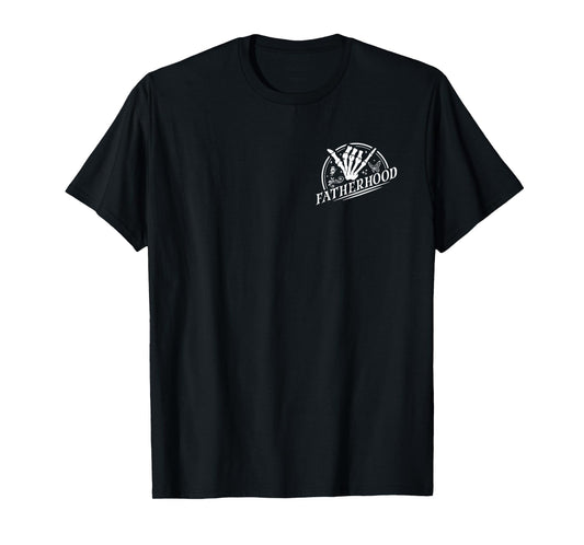 Fatherhood Rock Skeleton Dad Life Vintage Fathers Day 2 Side T-Shirt