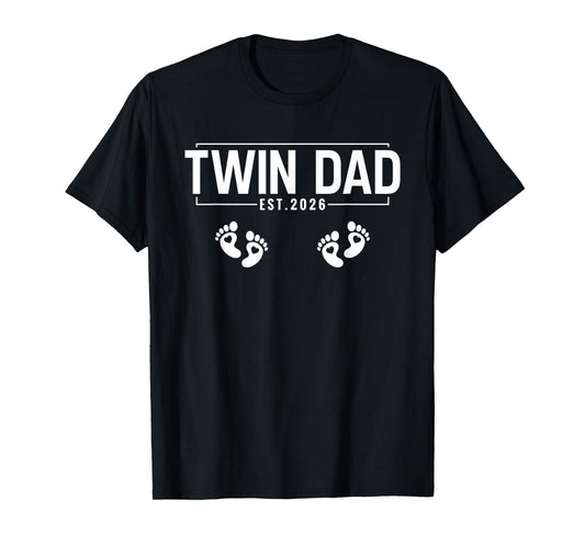 Twin Dad Est. 2026 Pregnancy Announcement Fathers Day Dad T-Shirt