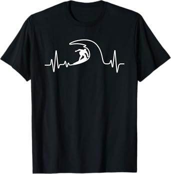 Cool Surfing For Men Women Surfer Surfboard Beach Heartbeat T-Shirt