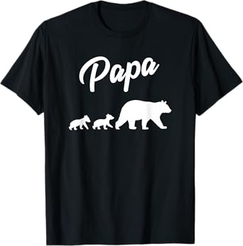 Twin Dad Papa Bear Two Cubs | 2 Kids Father's Day Gift T-Shirt