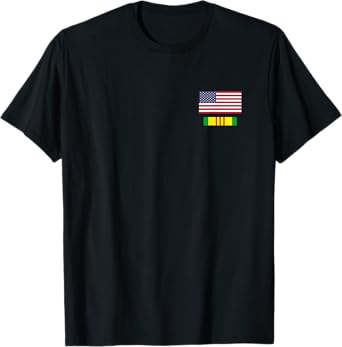 AMERICAN FLAG ABOVE VIETNAM SERVICE RIBBON T-Shirt