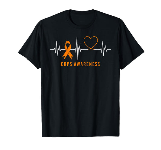 Heartbeat RSD CRPS Awareness Month Orange Ribbon Support T-Shirt