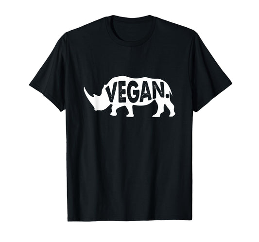 Vegan Rhino Herbivore Rhinoceros Animal Caricature Graphic T-Shirt