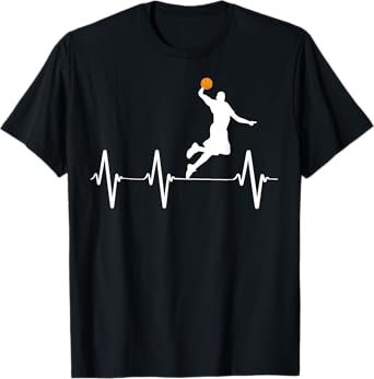 Basketball Heartbeat Gift Shirts for Men and Boys T-Shirt