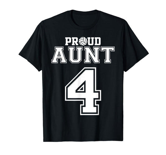 Custom Proud Volleyball Aunt Number 4 Personalized Women T-Shirt