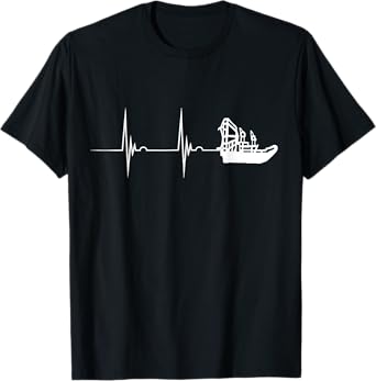 Airboat Heartbeat Fanboat EKG Pulseline Hydroplane T-Shirt T-Shirt
