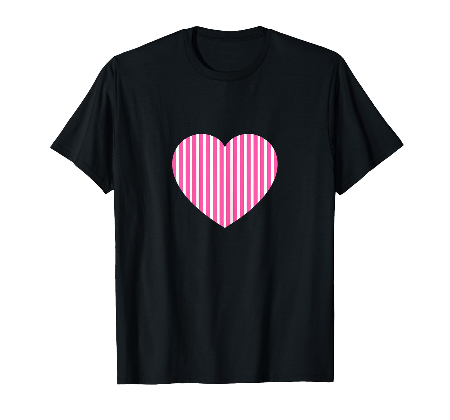 Bubblegum Pink and White Stripes Vertical Line Pattern T-Shirt