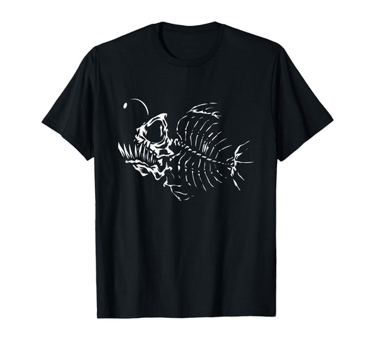 Angle Fish Skeleton Halloween Costume Scary Deep Sea Animal T-Shirt