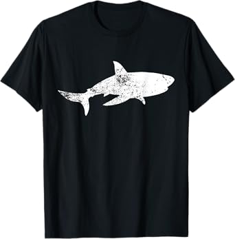 Grunge Great White Shark Print - Vintage Shark T-Shirt