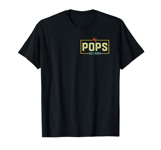 Pops Est. 2024 Pops 2024 Logo New Grandpa Fathers Day T-Shirt