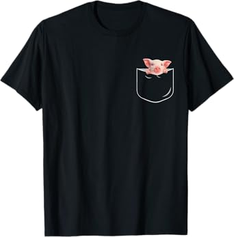 Pocket Pig Funny Pig In Pocket Gift T-Shirt - Unisex-Adults - Black - Small - Short Sleeve - Cotton 100% - Novelty T-Shirt