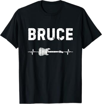 Bruce Guitar Heartbeat Music Guitarist Retro Vintage T-Shirt