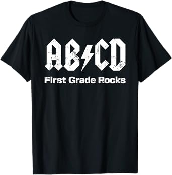 Boys Girls Teachers - ABCD First Grade Rocks Vintage Style T-Shirt