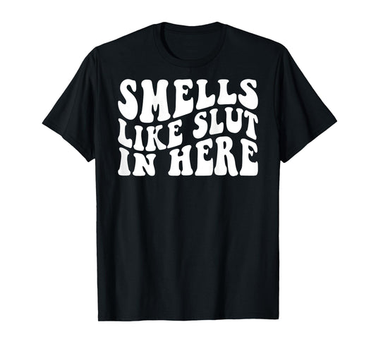 Smells Like Slut In Here Funny Offensive Adult Humor ON BACK T-Shirt