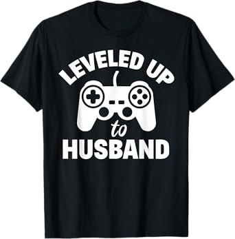 Leveled Up To Husband Couple Gamers Matching Engagement Gift T-Shirt