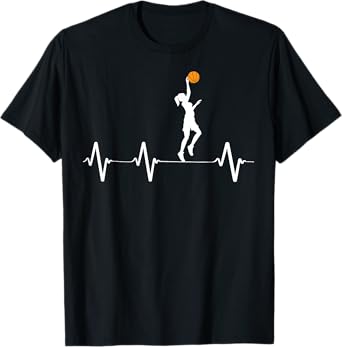 Basketball Heartbeat Gift Shirts for Women and Girls T-Shirt